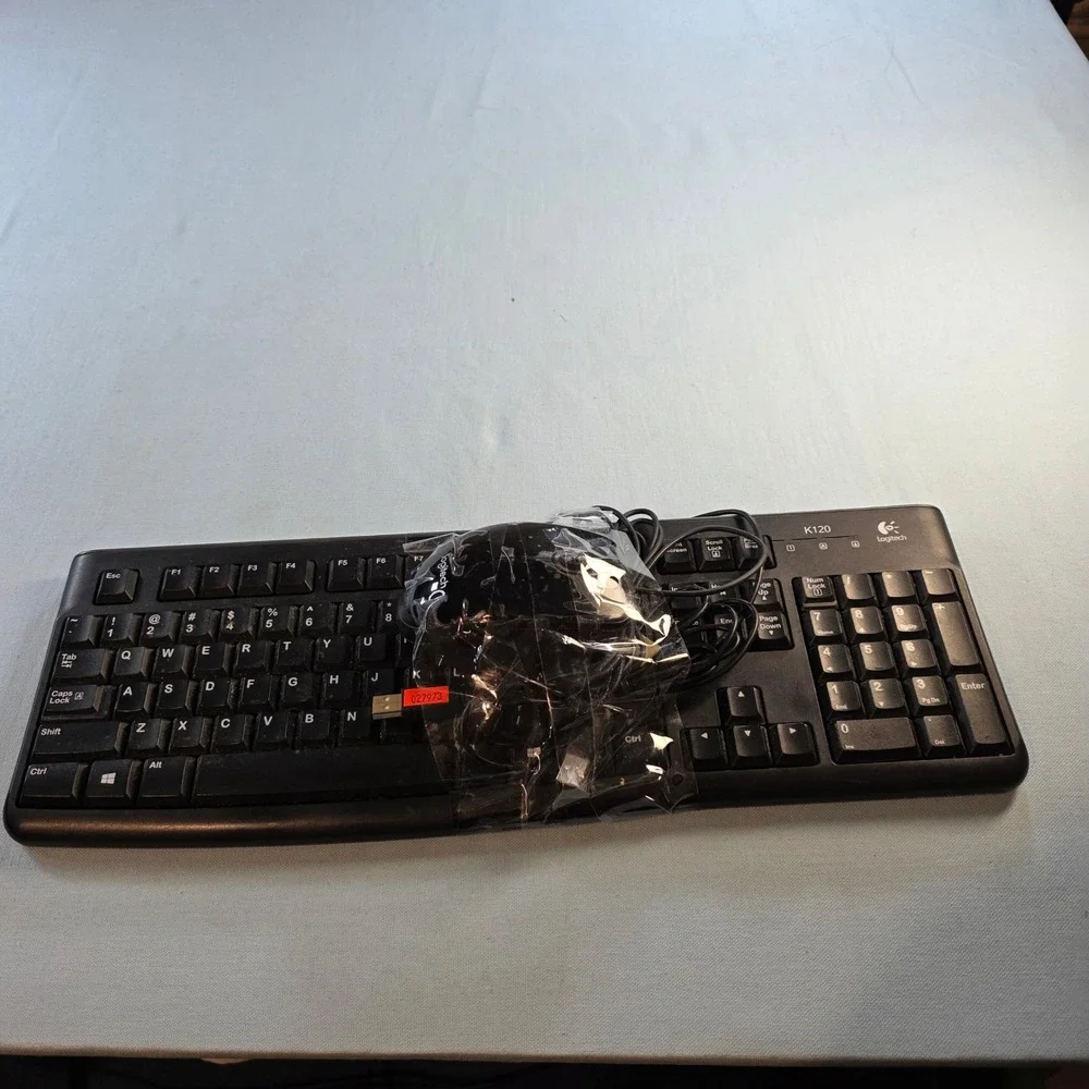 Logitech K120 Wired Keyboard and Mouse Bundle Black USB Desktop Set